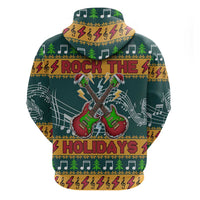 Rock The Holidays Guitar Christmas Zip Hoodie Xmas Holiday Patterns - Wonder Print Shop
