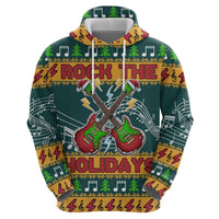 Rock The Holidays Guitar Christmas Zip Hoodie Xmas Holiday Patterns - Wonder Print Shop