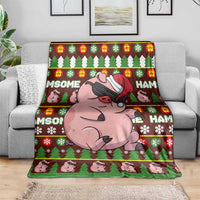 Hamsome Cute Pig Christmas Blanket Xmas Holiday Patterns - Wonder Print Shop