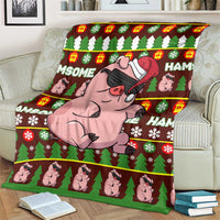Hamsome Cute Pig Christmas Blanket Xmas Holiday Patterns - Wonder Print Shop
