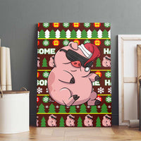 Hamsome Cute Pig Christmas Canvas Wall Art Xmas Holiday Patterns - Wonder Print Shop