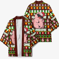 Hamsome Cute Pig Christmas Kimono Xmas Holiday Patterns - Wonder Print Shop