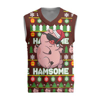 Hamsome Cute Pig Christmas Knitted V-Neck Vest Xmas Holiday Patterns - Wonder Print Shop