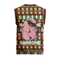 Hamsome Cute Pig Christmas Knitted V-Neck Vest Xmas Holiday Patterns - Wonder Print Shop
