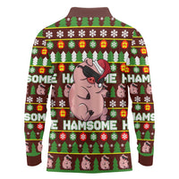 Hamsome Cute Pig Christmas Long Sleeve Polo Shirt Xmas Holiday Patterns - Wonder Print Shop