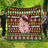 Hamsome Cute Pig Christmas Quilt Xmas Holiday Patterns - Wonder Print Shop