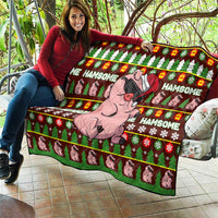Hamsome Cute Pig Christmas Quilt Xmas Holiday Patterns - Wonder Print Shop