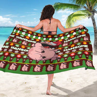 Hamsome Cute Pig Christmas Sarong Xmas Holiday Patterns - Wonder Print Shop
