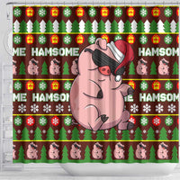 Hamsome Cute Pig Christmas Shower Curtain Xmas Holiday Patterns - Wonder Print Shop