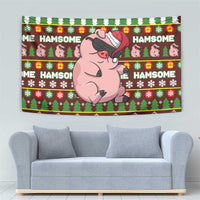 Hamsome Cute Pig Christmas Tapestry Xmas Holiday Patterns - Wonder Print Shop