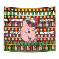 Hamsome Cute Pig Christmas Tapestry Xmas Holiday Patterns - Wonder Print Shop