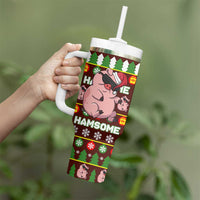 Hamsome Cute Pig Christmas Tumbler With Handle Xmas Holiday Patterns - Wonder Print Shop