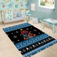 Happy Hockeyday Christmas Area Rug Xmas Holiday Patterns - Wonder Print Shop