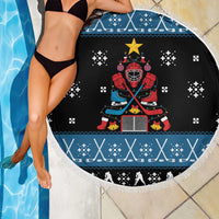 Happy Hockeyday Christmas Beach Blanket Xmas Holiday Patterns - Wonder Print Shop