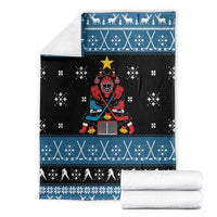 Happy Hockeyday Christmas Blanket Xmas Holiday Patterns - Wonder Print Shop
