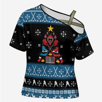 Happy Hockeyday Christmas Cross Shoulder Shirt Xmas Holiday Patterns - Wonder Print Shop