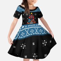 Happy Hockeyday Christmas Family Matching Off The Shoulder Long Sleeve Dress and Hawaiian Shirt Xmas Holiday Patterns - Wonder Print Shop