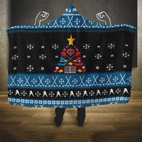 Happy Hockeyday Christmas Hooded Blanket Xmas Holiday Patterns - Wonder Print Shop