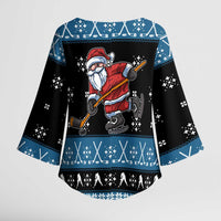 Happy Hockeyday Christmas Kimono Sleeve Blouse Xmas Holiday Patterns - Wonder Print Shop