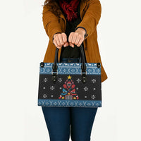 Happy Hockeyday Christmas Leather Bag Xmas Holiday Patterns - Wonder Print Shop