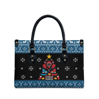Happy Hockeyday Christmas Leather Bag Xmas Holiday Patterns - Wonder Print Shop