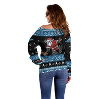Happy Hockeyday Christmas Off Shoulder Sweater Xmas Holiday Patterns - Wonder Print Shop