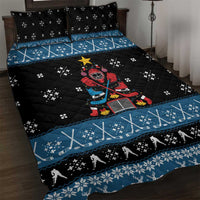 Happy Hockeyday Christmas Quilt Bed Set Xmas Holiday Patterns - Wonder Print Shop