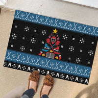 Happy Hockeyday Christmas Rubber Doormat Xmas Holiday Patterns - Wonder Print Shop