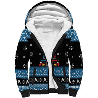 Happy Hockeyday Christmas Sherpa Hoodie Xmas Holiday Patterns - Wonder Print Shop