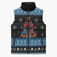 Happy Hockeyday Christmas Sleeveless Puffer Jacket Xmas Holiday Patterns - Wonder Print Shop