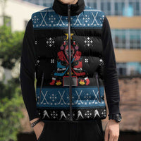 Happy Hockeyday Christmas Sleeveless Puffer Jacket Xmas Holiday Patterns - Wonder Print Shop