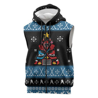 Happy Hockeyday Christmas Sleeveless Zip Hoodie Xmas Holiday Patterns - Wonder Print Shop