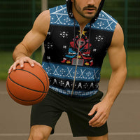 Happy Hockeyday Christmas Sleeveless Zip Hoodie Xmas Holiday Patterns - Wonder Print Shop