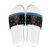 Happy Hockeyday Christmas Slide Sandals Xmas Holiday Patterns - Wonder Print Shop