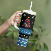Happy Hockeyday Christmas Tumbler With Handle Xmas Holiday Patterns - Wonder Print Shop