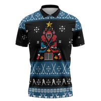Happy Hockeyday Christmas Zipper Polo Shirt Xmas Holiday Patterns - Wonder Print Shop