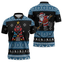 Happy Hockeyday Christmas Zipper Polo Shirt Xmas Holiday Patterns - Wonder Print Shop
