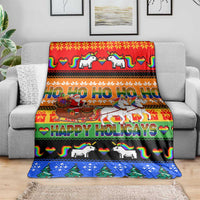 Happy Holigays Christmas Blanket Xmas Holiday Patterns - Wonder Print Shop