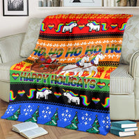Happy Holigays Christmas Blanket Xmas Holiday Patterns - Wonder Print Shop