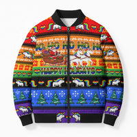 Happy Holigays Christmas Bomber Puffer Jacket Xmas Holiday Patterns - Wonder Print Shop
