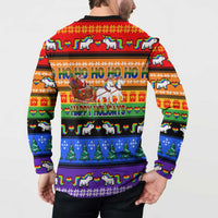 Happy Holigays Christmas Button Sweatshirt Xmas Holiday Patterns - Wonder Print Shop