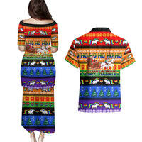 Happy Holigays Christmas Couples Matching Puletasi and Hawaiian Shirt Xmas Holiday Patterns - Wonder Print Shop