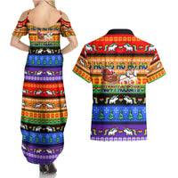 Happy Holigays Christmas Couples Matching Summer Maxi Dress and Hawaiian Shirt Xmas Holiday Patterns - Wonder Print Shop