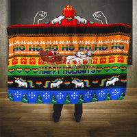 Happy Holigays Christmas Hooded Blanket Xmas Holiday Patterns - Wonder Print Shop