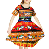 Happy Holigays Christmas Kid Short Sleeve Dress Xmas Holiday Patterns - Wonder Print Shop