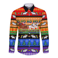 Happy Holigays Christmas Long Sleeve Button Shirt Xmas Holiday Patterns - Wonder Print Shop