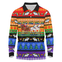 Happy Holigays Christmas Long Sleeve Polo Shirt Xmas Holiday Patterns - Wonder Print Shop