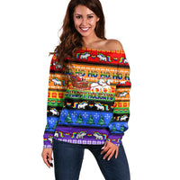 Happy Holigays Christmas Off Shoulder Sweater Xmas Holiday Patterns - Wonder Print Shop