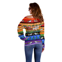 Happy Holigays Christmas Off Shoulder Sweater Xmas Holiday Patterns - Wonder Print Shop