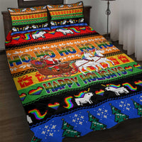 Happy Holigays Christmas Quilt Bed Set Xmas Holiday Patterns - Wonder Print Shop